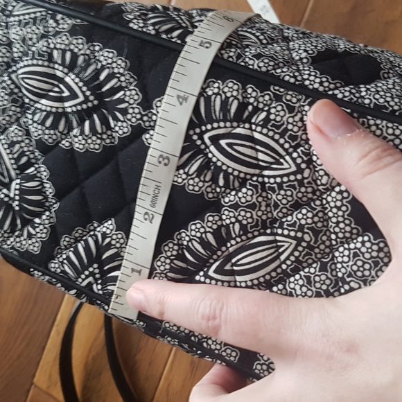 Vera Bradley Black White Floral Quilted Tote Bag with Zipper - Picture 10 of 16